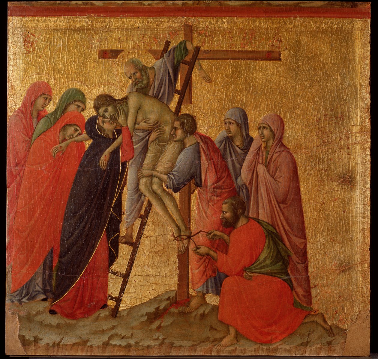 Pasión: la deposición. Retablo de la Maestà de Duccio di Buoninsegna