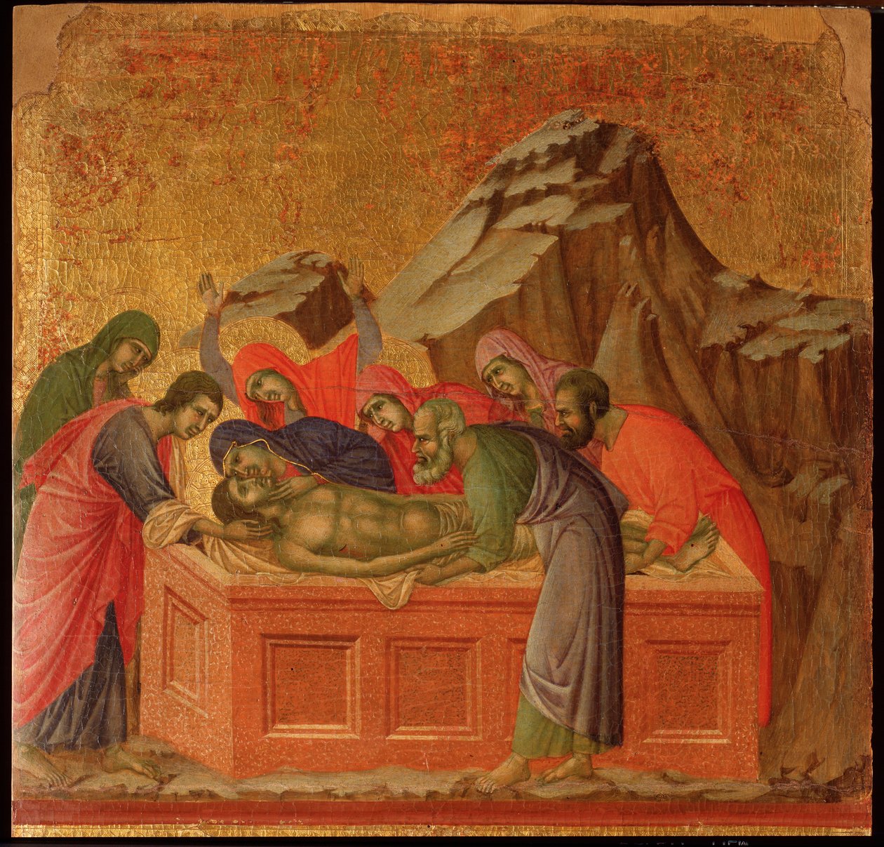 Pasión: el entierro. Retablo de la Maestà de Duccio di Buoninsegna