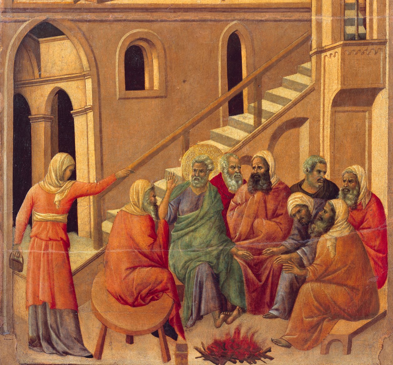 Negación de Pedro (detalle) de Duccio di Buoninsegna