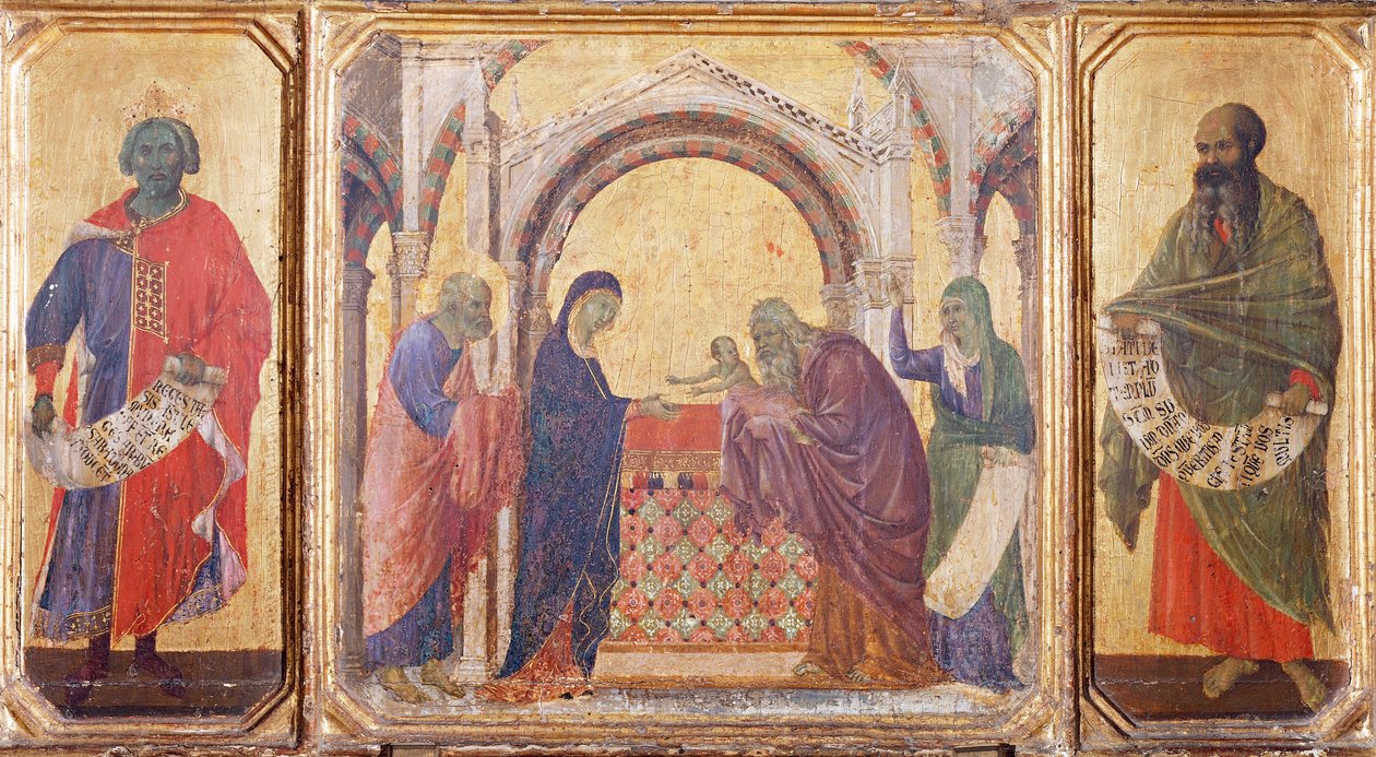 Salomón, presentación en el Templo y el profeta Malaquías (detalle) de Duccio di Buoninsegna