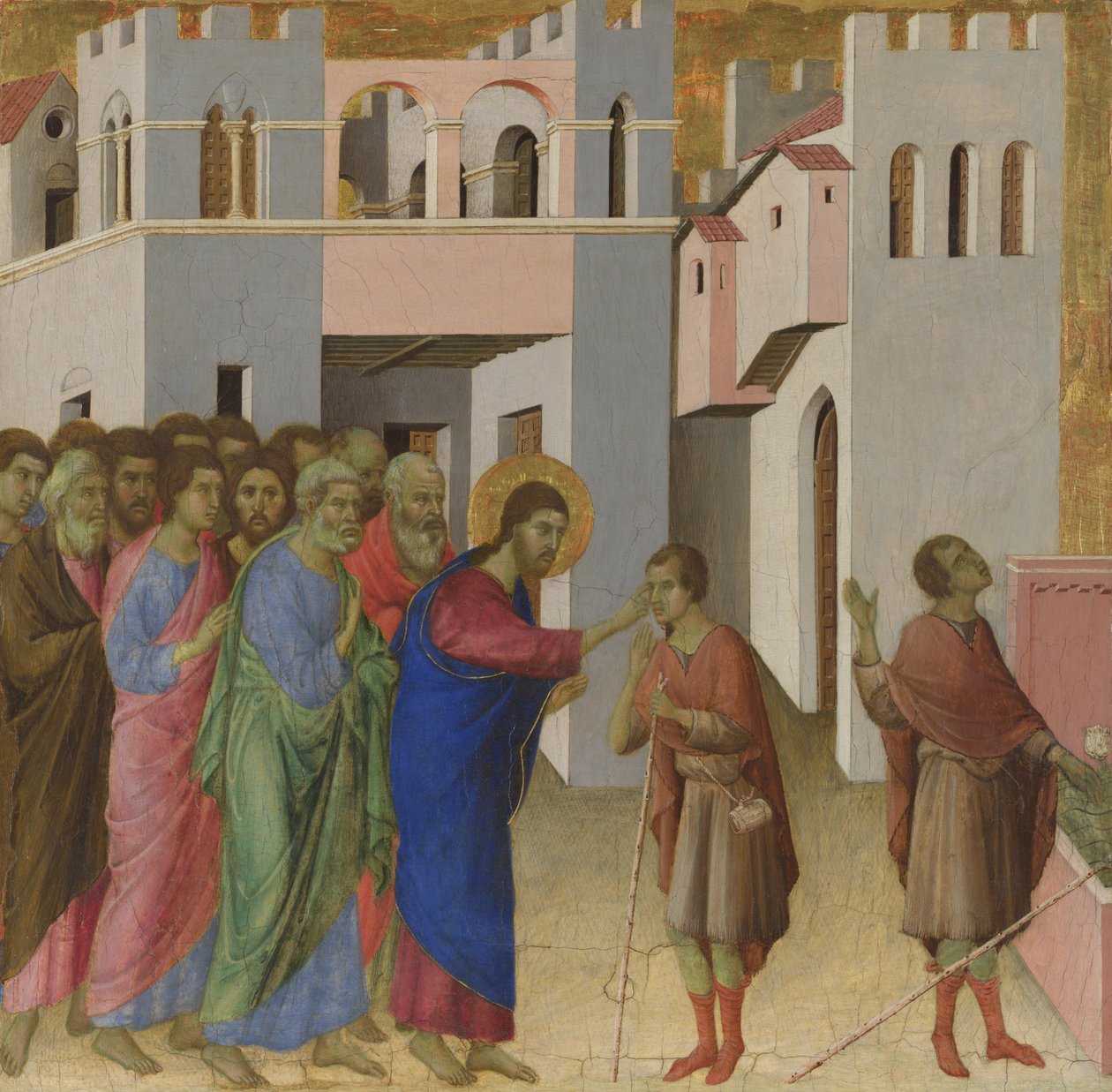 La curación del hombre nacido ciego, ca. 1308-1311 de Duccio di Buoninsegna
