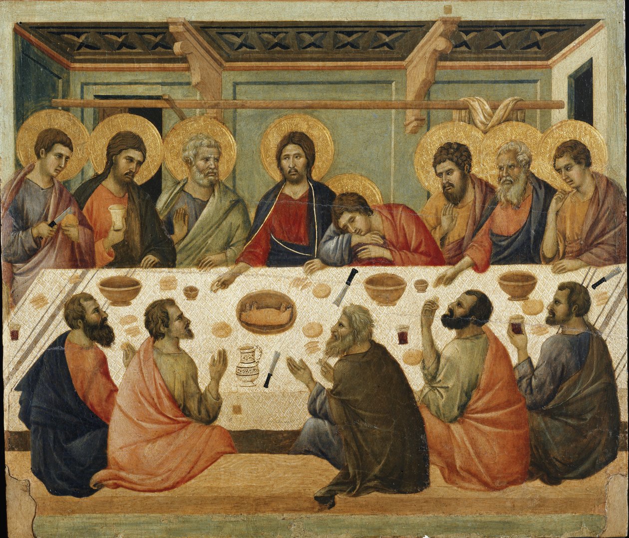 La Última Cena (parte trasera del retablo Maestà) de Duccio di Buoninsegna