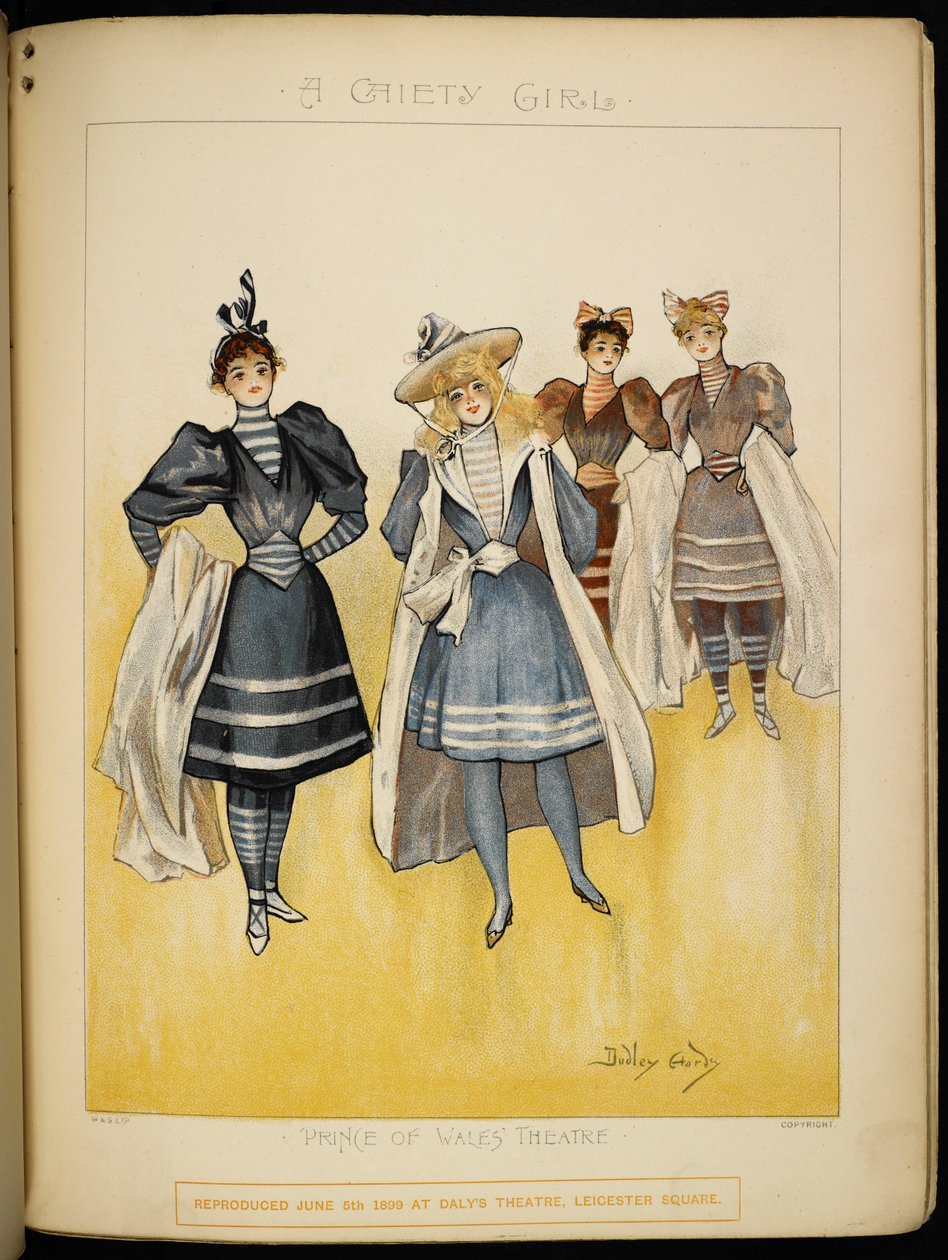 Cuatro de las damas, en traje de baño, en la playa de la Riviera. de Dudley Hardy