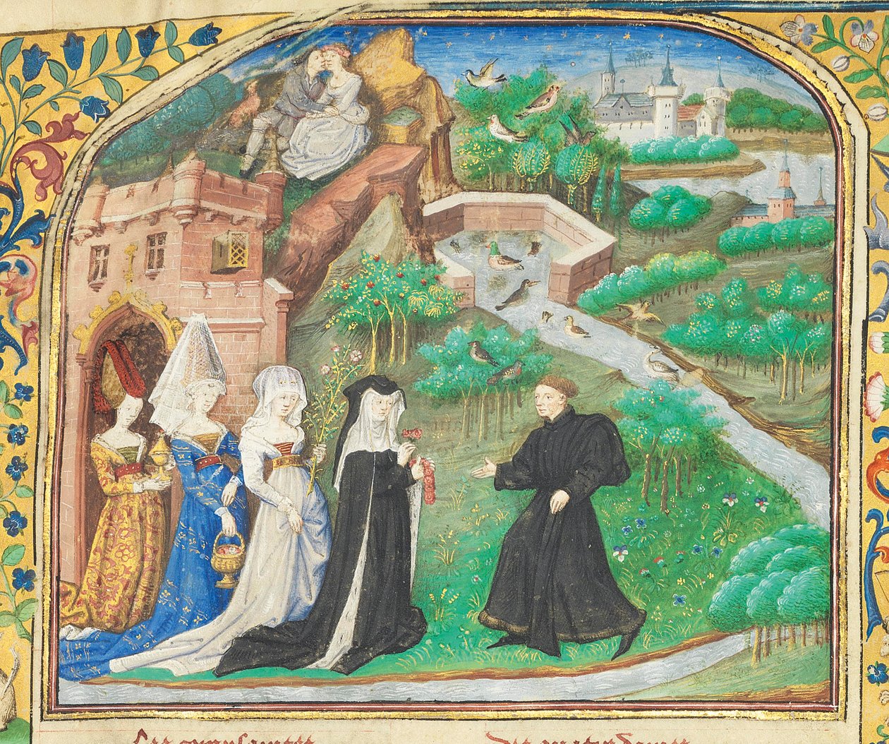 Página de "La Belle Dame Sans Merci" de Alain Chartier, París, principios del siglo XV de Dunois Master