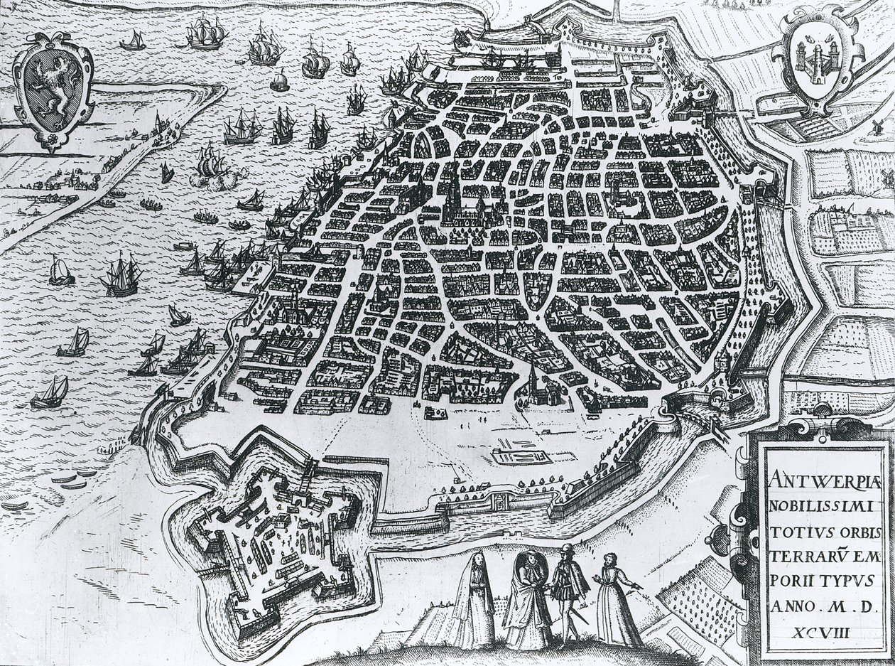 Mapa de Amberes, 1598 de Dutch School