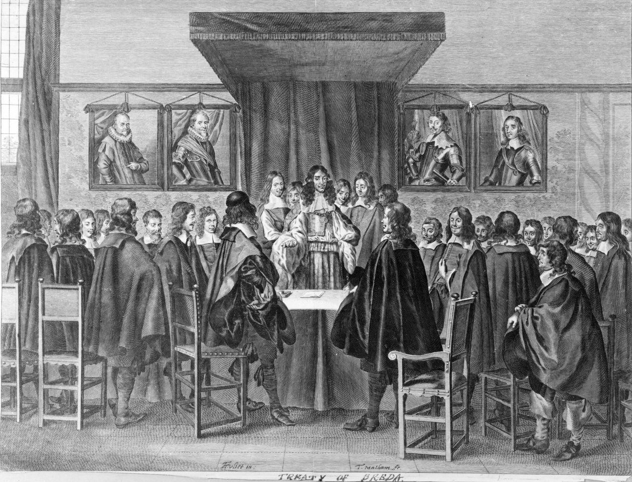 Tratado de Breda, 31 de julio de 1667, grabado por Theodor Matham (c.1606-76) de Dutch School