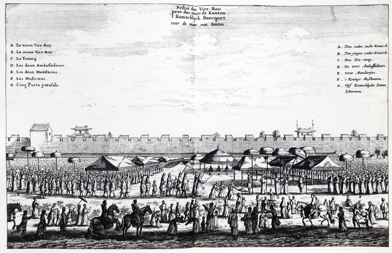 Banquete del Virrey fuera de las murallas de Cantón, 1665 de Dutch School