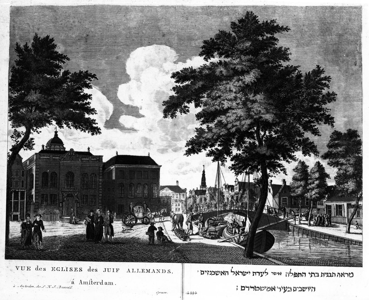 Vista de las sinagogas para judíos alemanes en Ámsterdam, 1801 de Dutch School