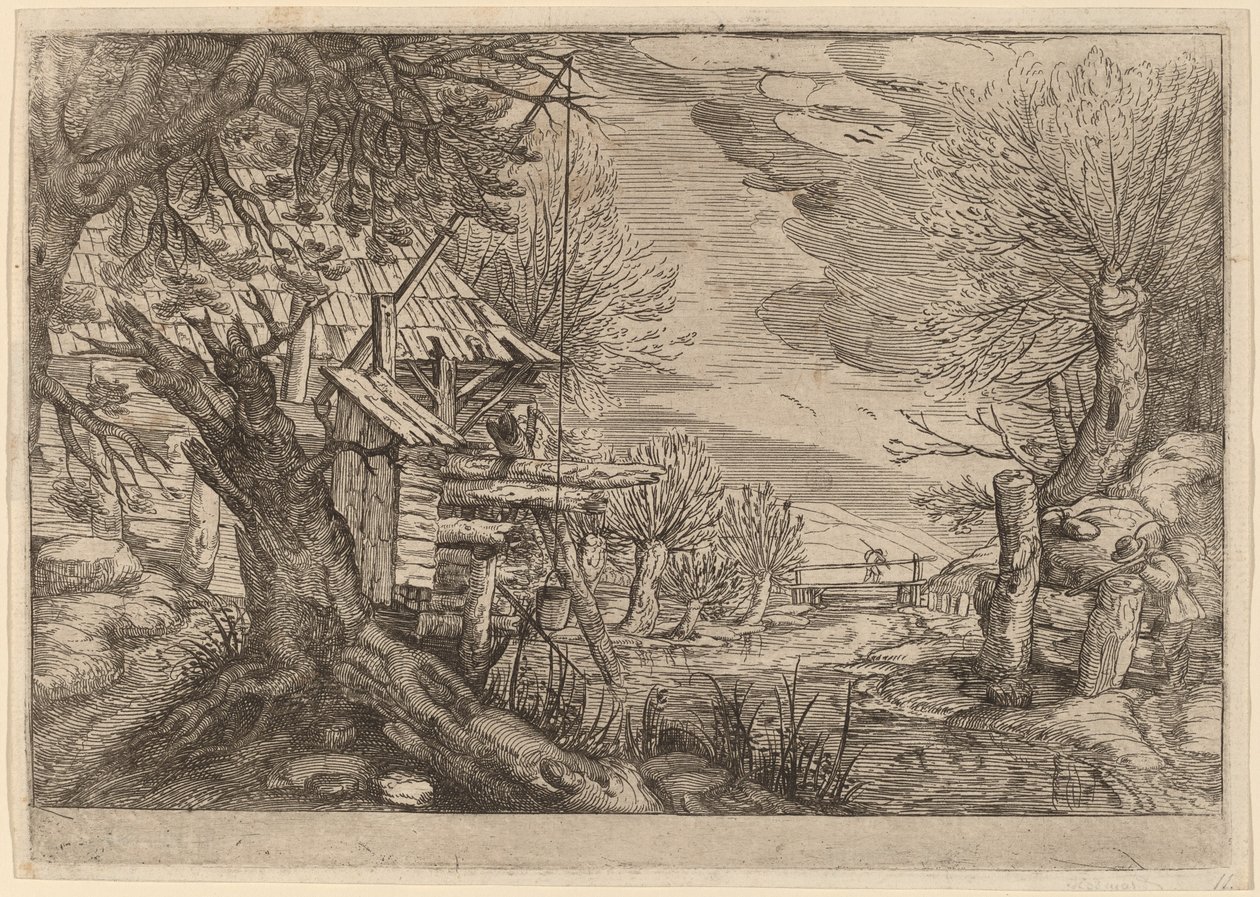 Paisaje con Casa de Troncos Cerca de un Río de Dutch 17th Century, formerly Jacques de Gheyn II