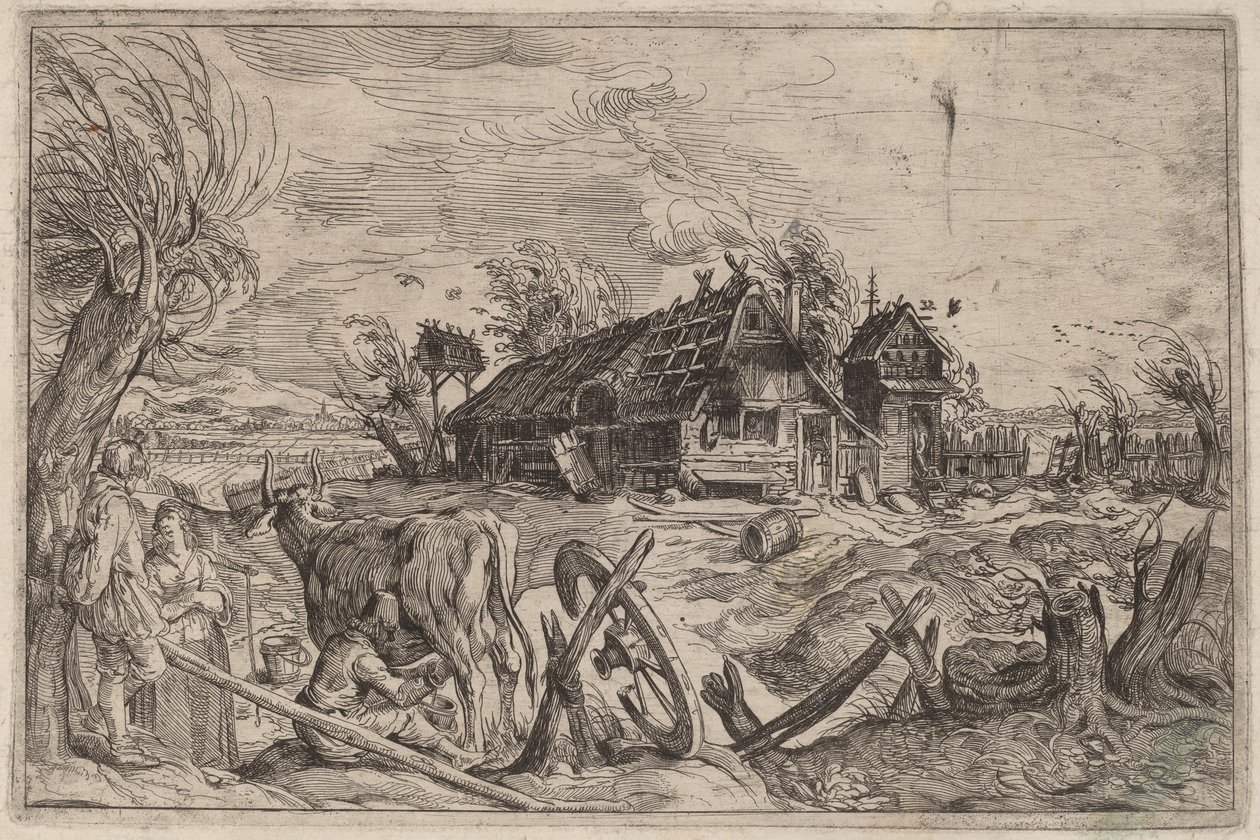 Paisaje con una granja de Dutch 17th Century, formerly Jacques de Gheyn II