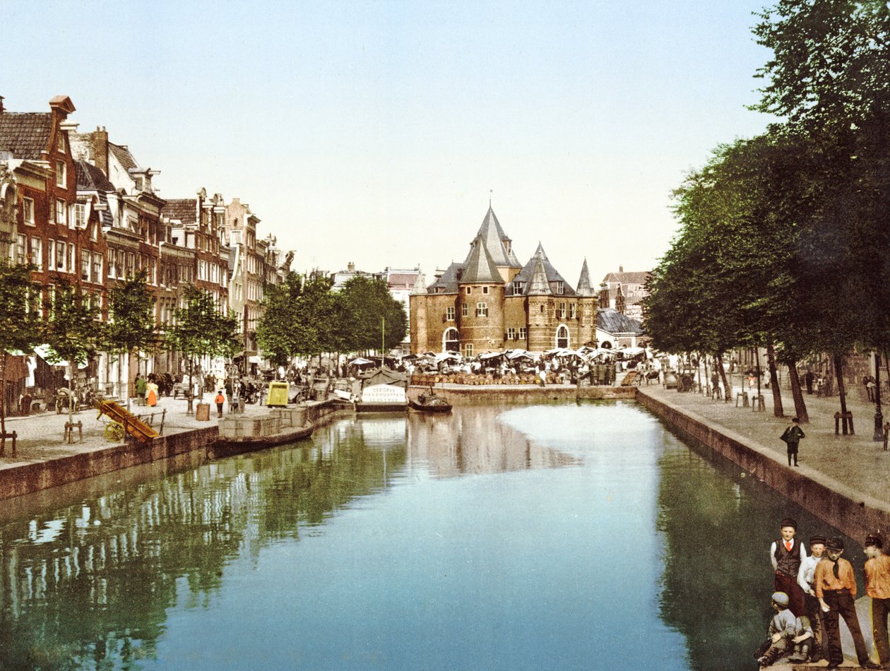 El Nuevo Mercado y Bolsa, Ámsterdam, Países Bajos pub. c. 1900 de Dutch Photographer