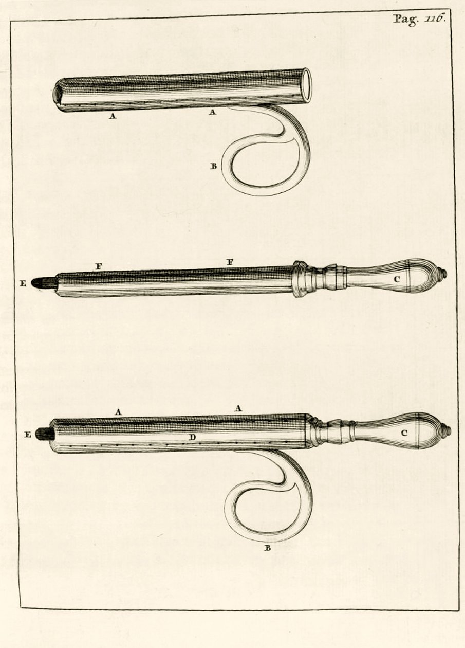 Un surtido de jeringas para abscesos, de Exercitationes Practicae circa Medendi Methodum por Frederik Dekkers, 1694 de Dutch School