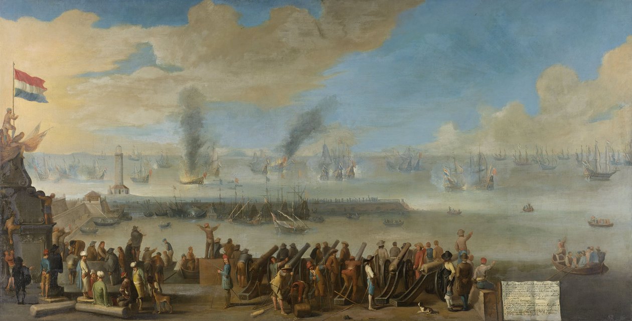 Batalla de Livorno, 14 de marzo de 1653, un incidente de la Primera Guerra Anglo-Holandesa, después de 1653-60 de Dutch School