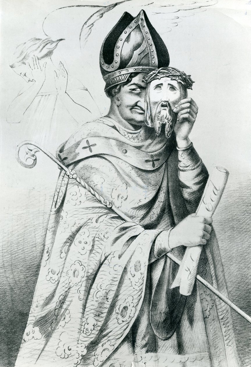 Caricatura del Papa Pío IX (1792-1878) de Dutch School