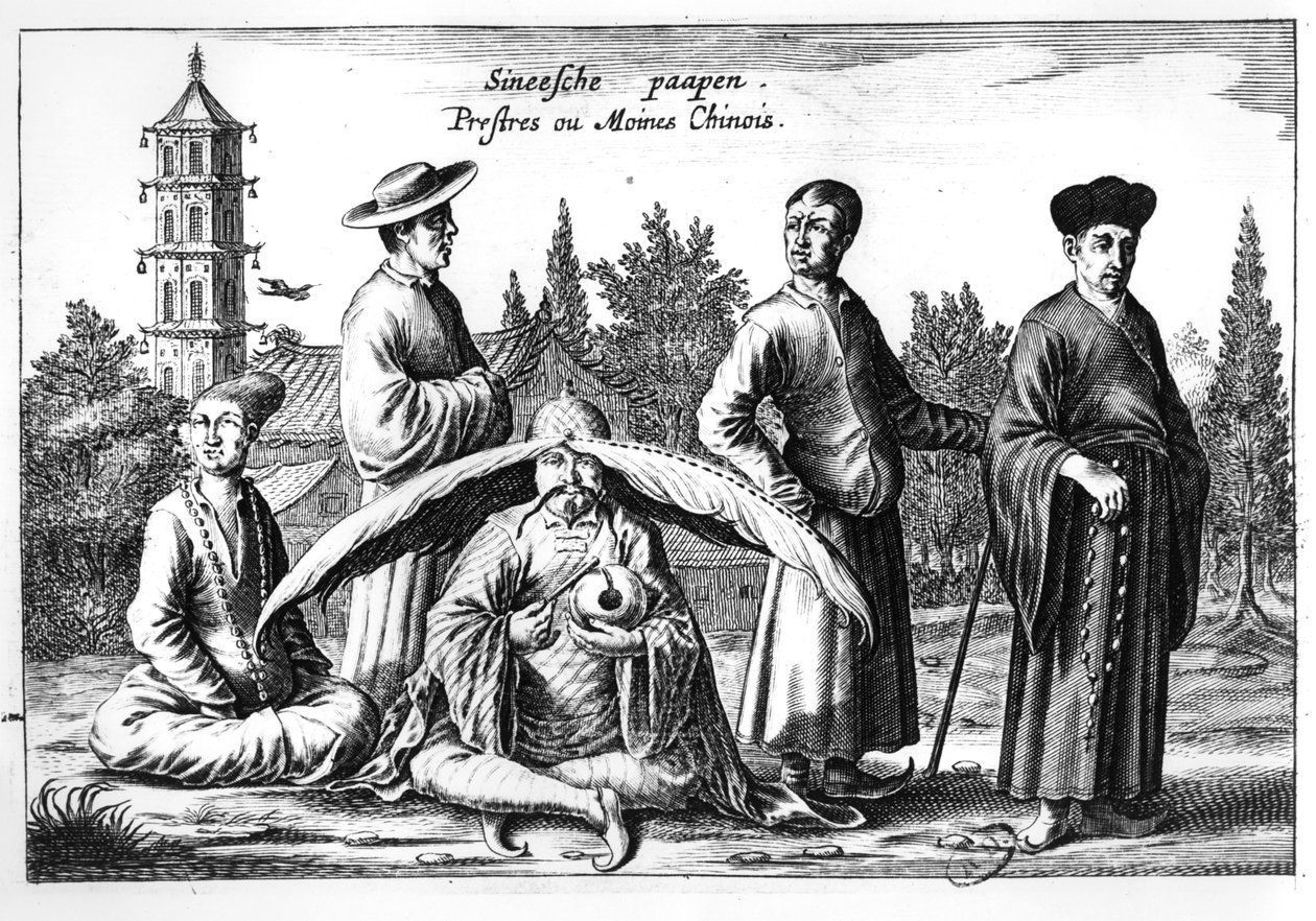 Sacerdotes y monjes chinos, de China Ilustrada por Athanasius Kircher (1601-80) de Dutch School