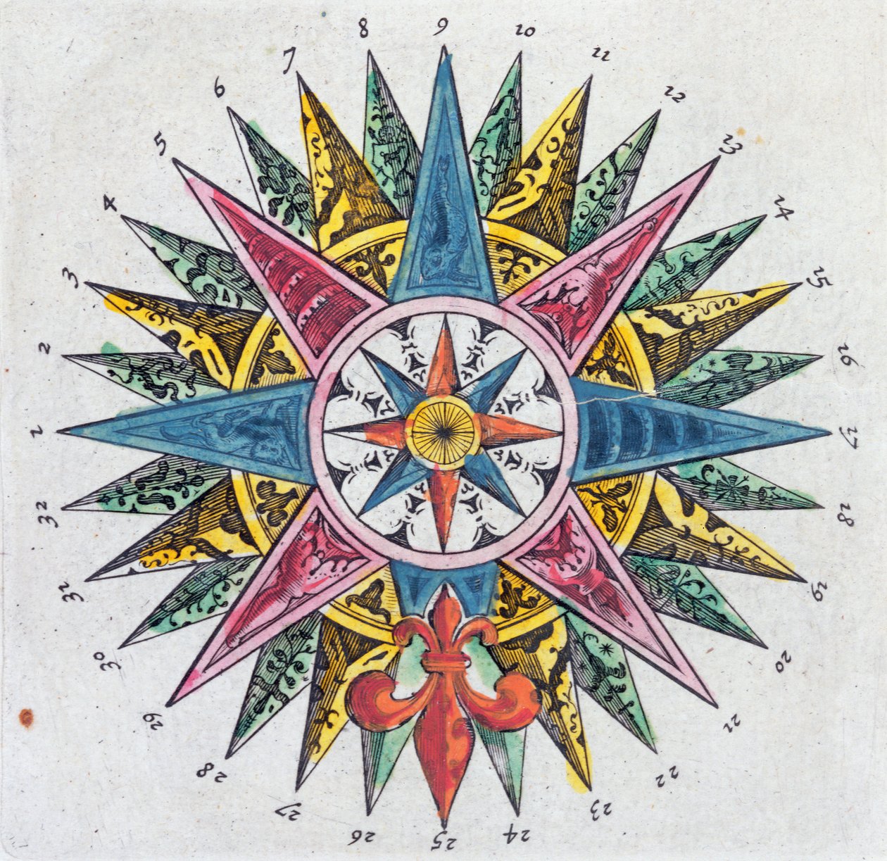 Rosa de los vientos, de un Atlas Blaue, publicado en Ámsterdam, 1697 de Dutch School