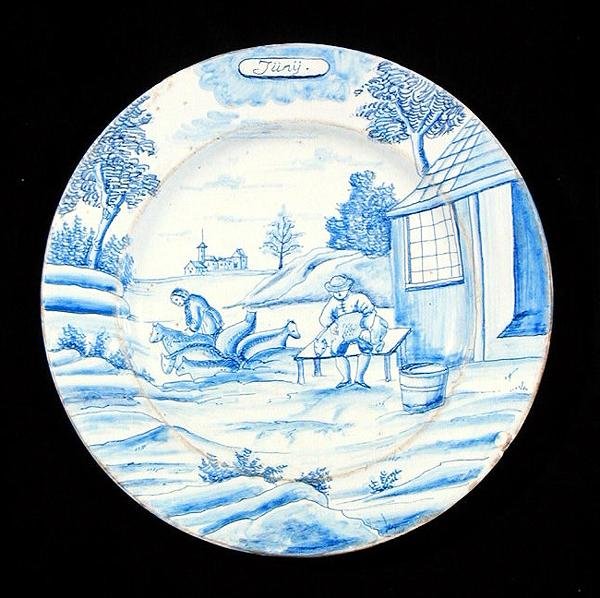 Plato de Delft representando el mes de junio de Dutch School