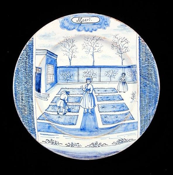 Plato de loza de Delft que representa el mes de marzo de Dutch School