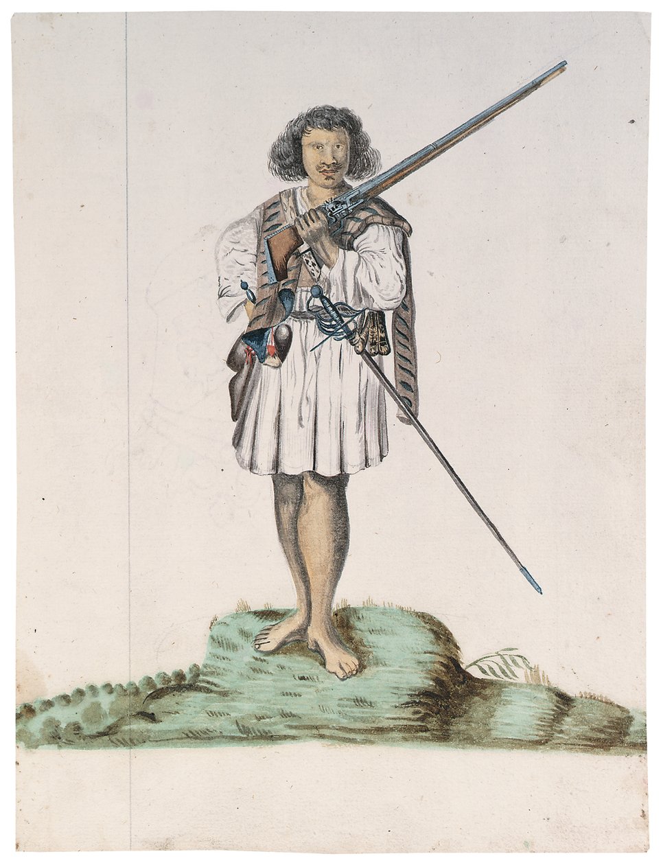 Dibujo de un álbum de nativos de Brasil, África, Persia y las Indias Orientales de Dutch School
