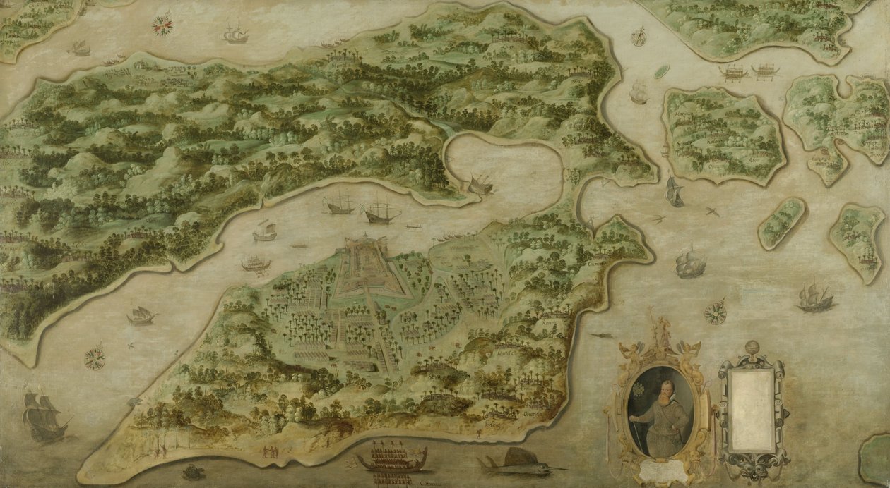 Fuerte Victoria en la isla de Amboina, 1617 de Dutch School