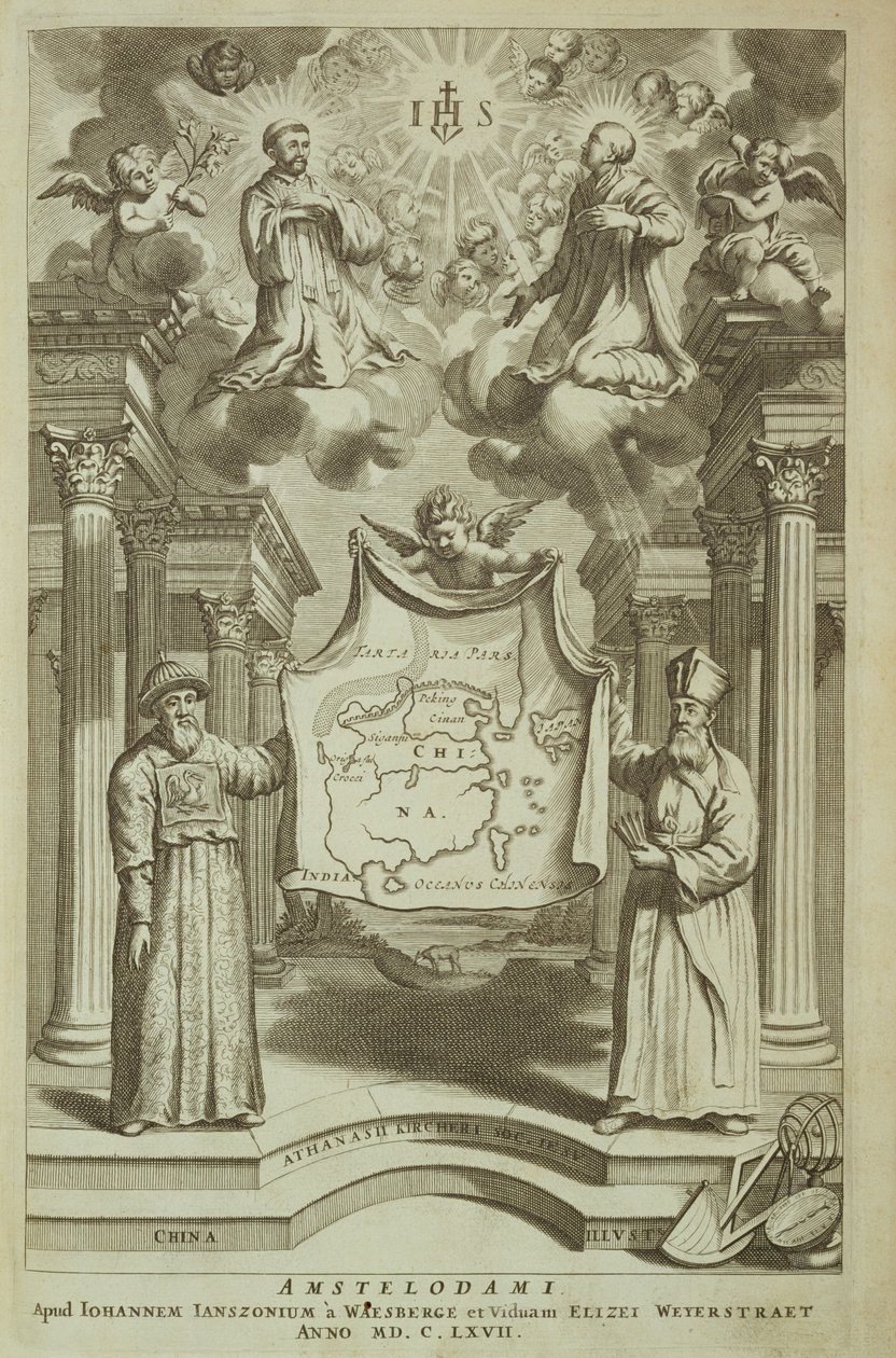 Frontispicio de China Ilustrada por Athanasius Kircher (1601-80) 1667 de Dutch School