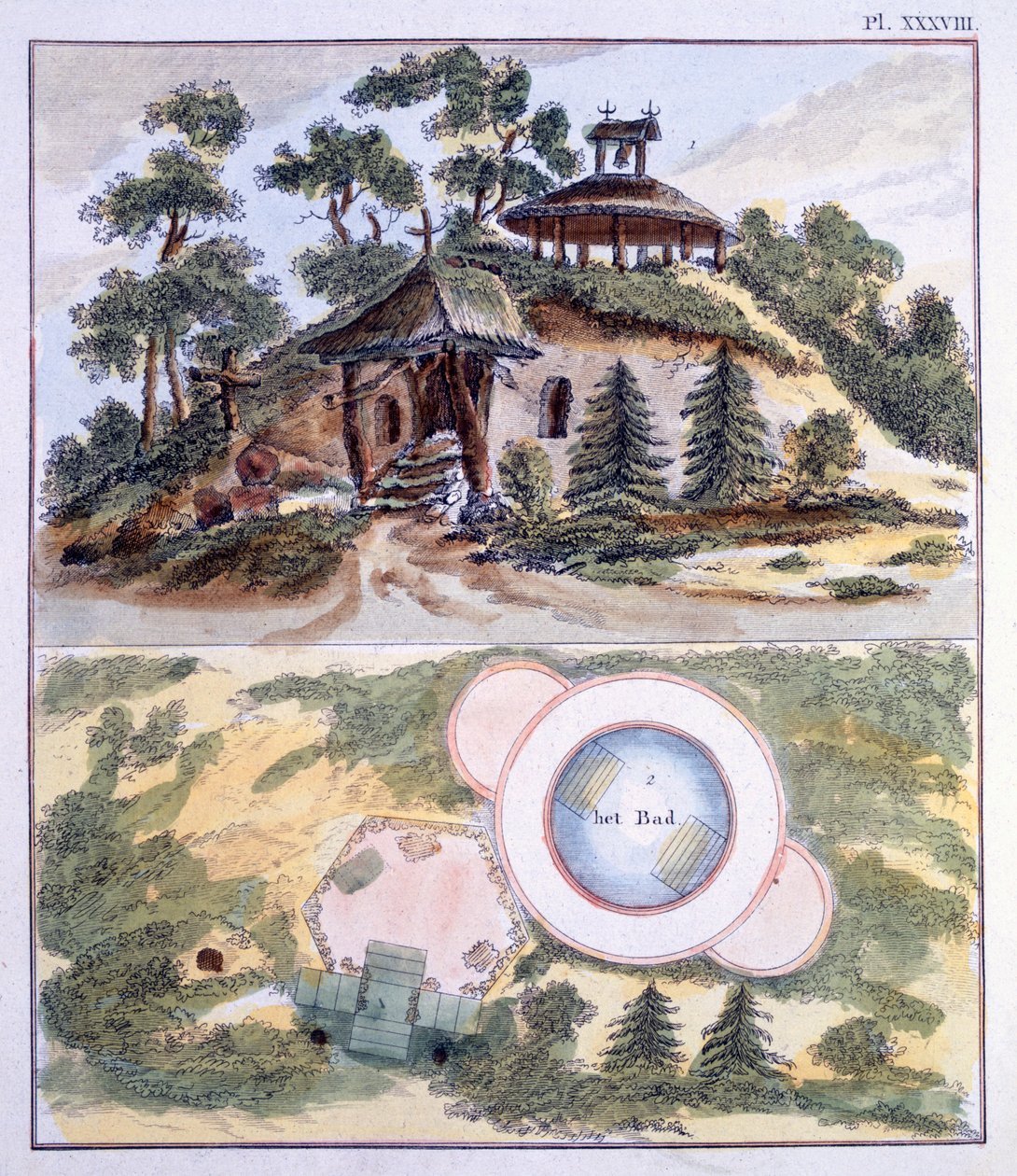 Decoraciones de jardín, de la Revista de Gemas de Jardín por G. van Laar, publicado en 1802 de Dutch School