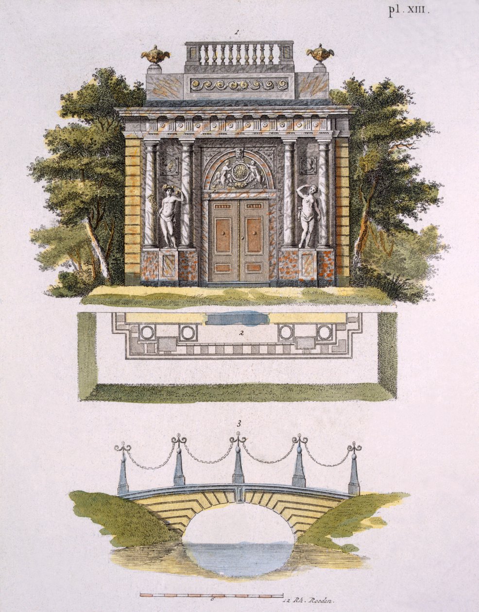 Decoraciones de jardín, de la Revista de Gemas de Jardín por G. van Laar, publicado en 1802 de Dutch School