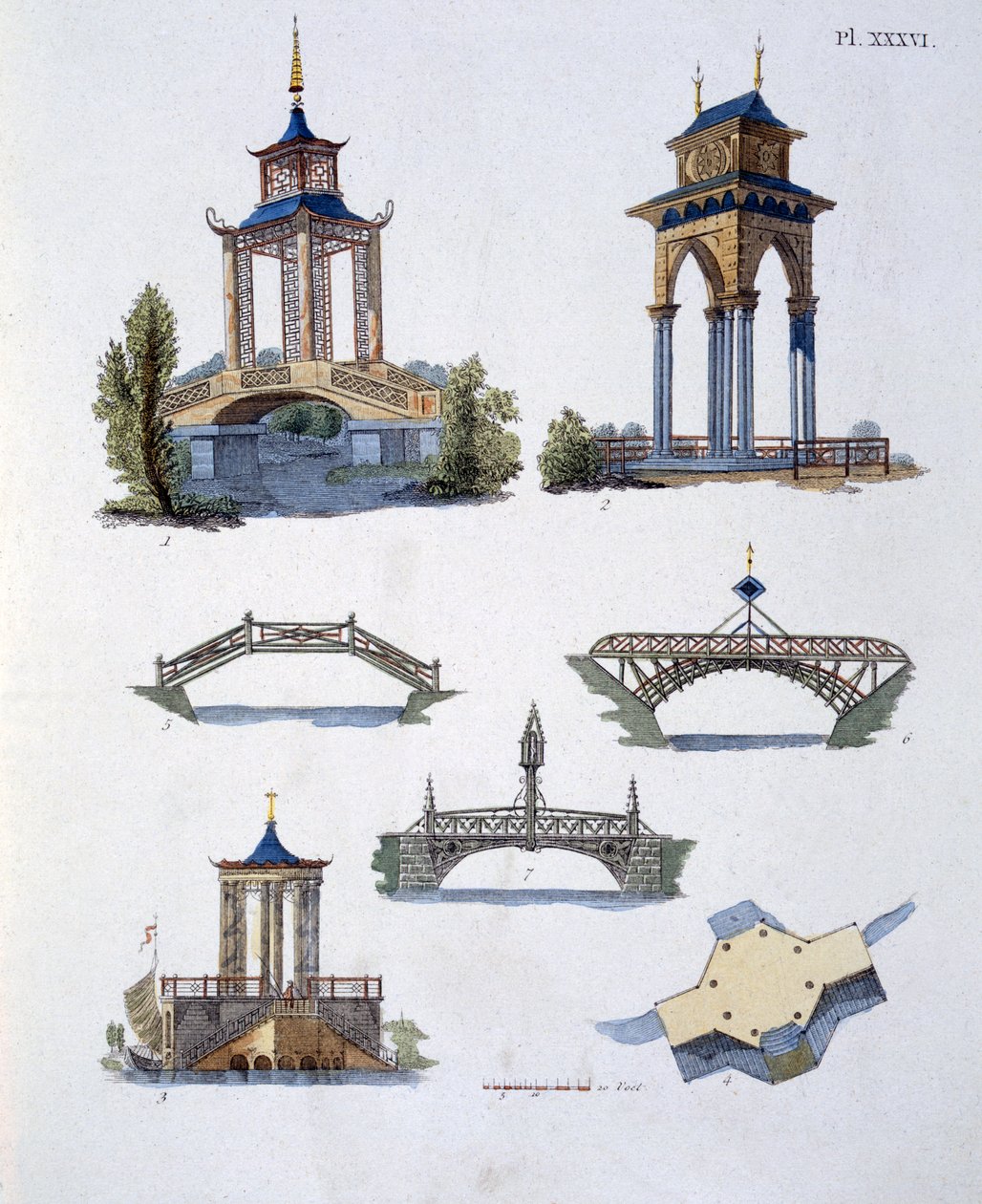 Decoraciones de jardín, de la Revista de Gemas de Jardín por G. van Laar, publicado en 1802 de Dutch School