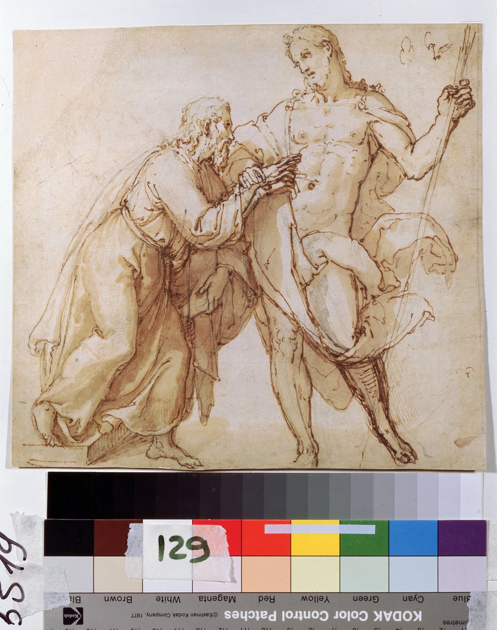 ""La incredulidad de Santo Tomás"" (La incredulidad de Santo Tomás) Dibujo a tinta de la escuela holandesa, Museo Pushkin de principios del siglo XVII, Moscú de Dutch School