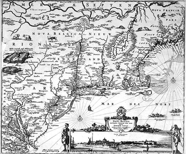 Mapa de Nueva Ámsterdam, c.1650 de Dutch School