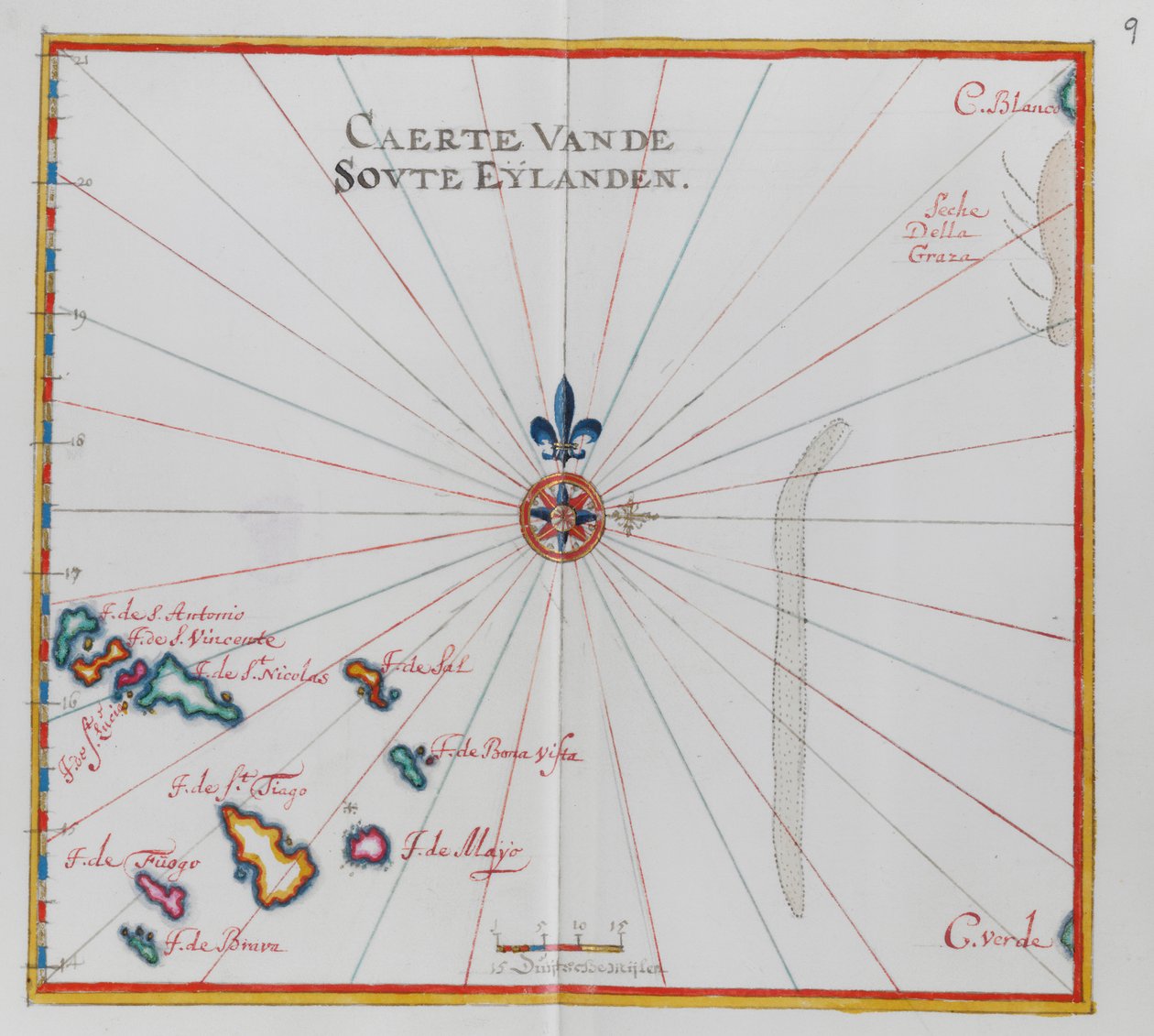 Mapa de las islas de Cabo Verde. de Dutch School