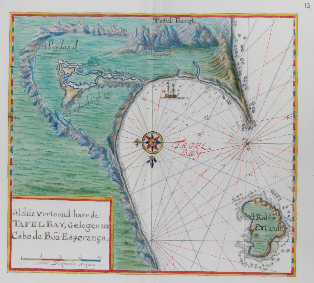 Mapa del Cabo de Buena Esperanza. Table Bay, Sudáfrica. de Dutch School