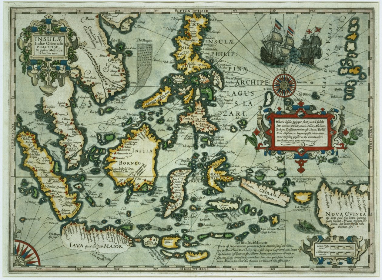 Mapa de las Indias Orientales, pub. 1635 en Ámsterdam de Dutch School