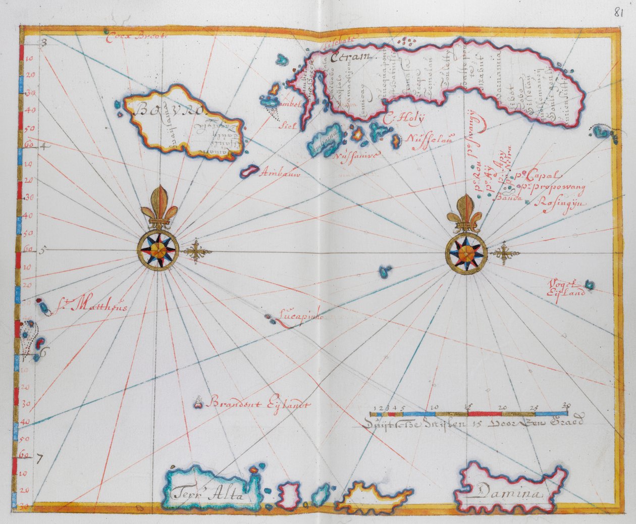 Mapa que muestra Bouro y Ceram (Seram), Indonesia. de Dutch School