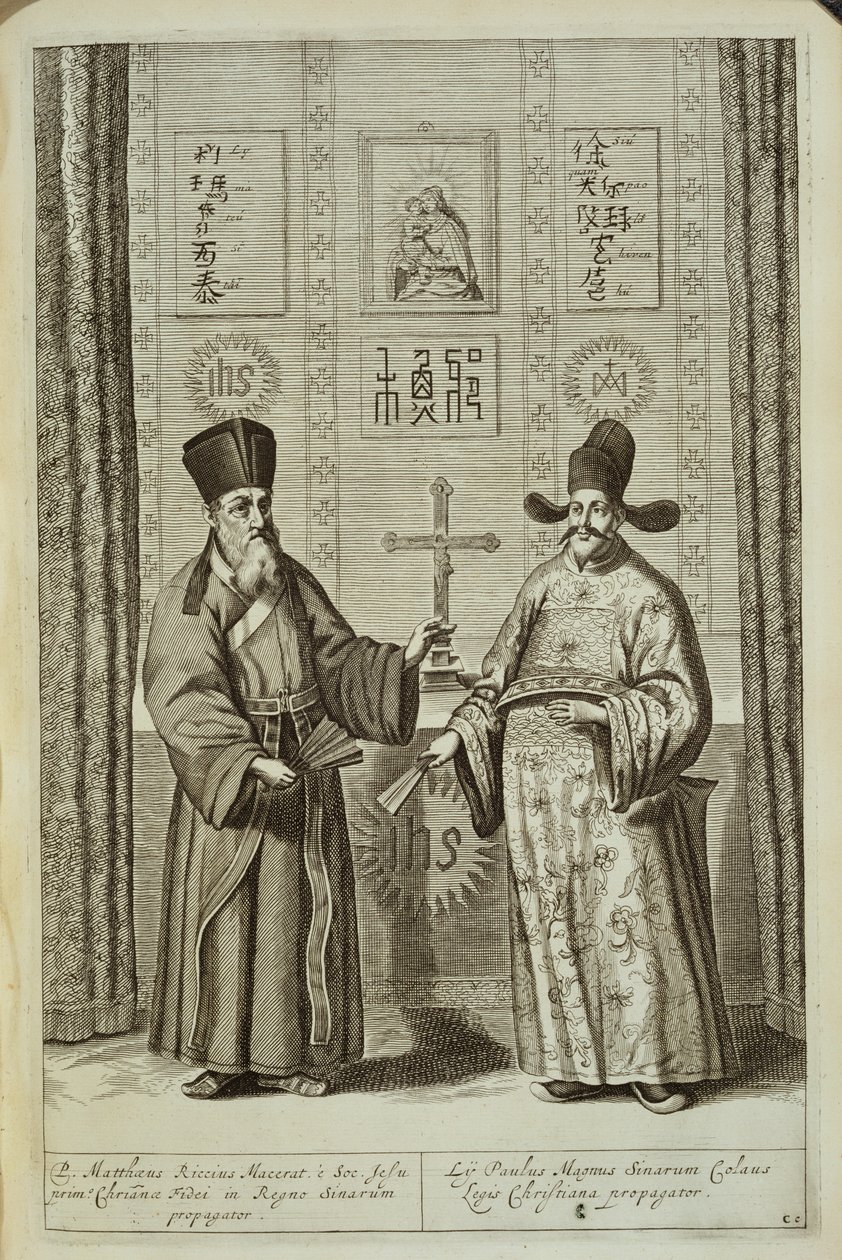 Matteo Ricci (1552-1610) y Paulus Li, de China Ilustrada por Athanasius Kircher (1601-80) 1667 de Dutch School
