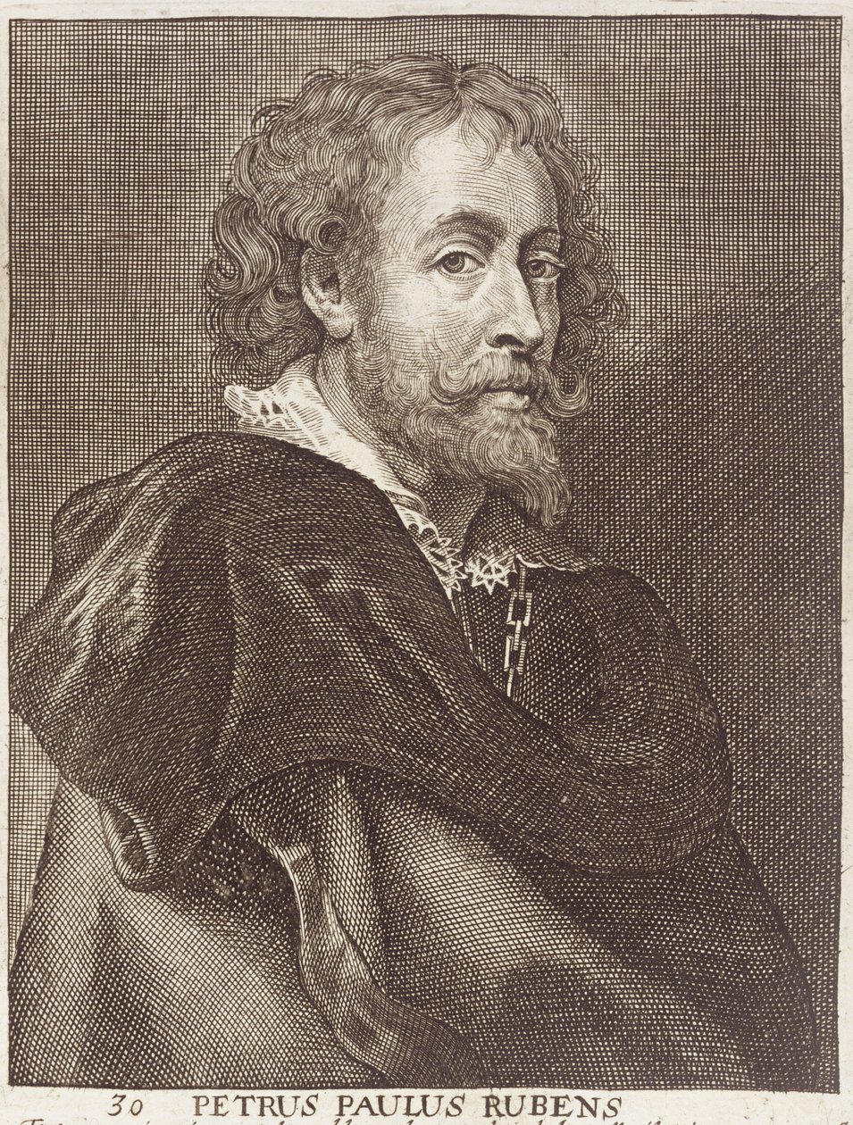 Retrato de Peter Paul Rubens, placa 30 de una serie de retratos de artistas, grabado por Joannes Meyssens de Dutch School