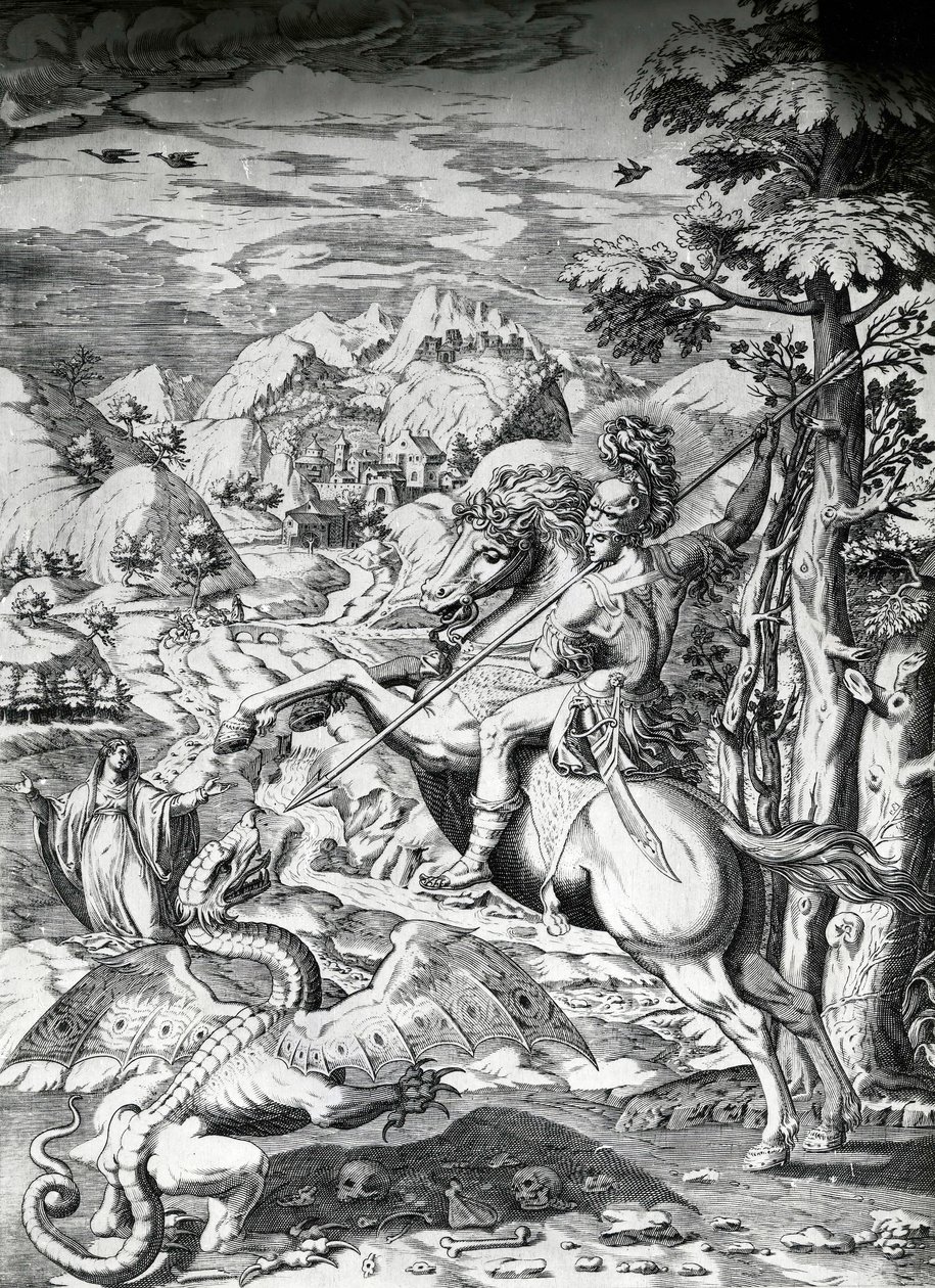 San Jorge y el Dragón, siglo XVI de Dutch School