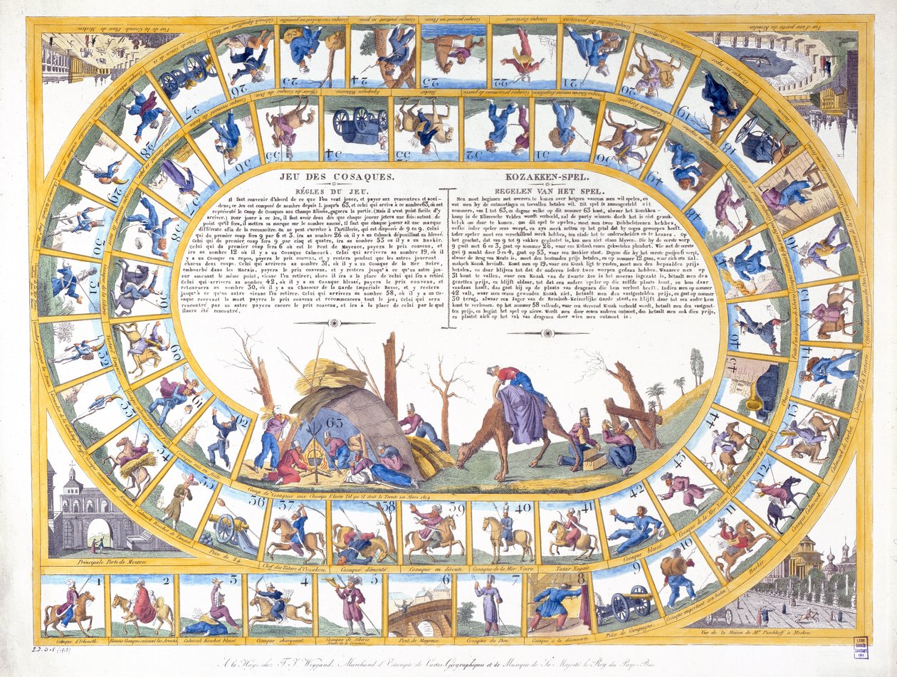 El Juego Cosaco con ilustraciones de diferentes tipos de soldados rusos, c.1815-16 de Dutch School