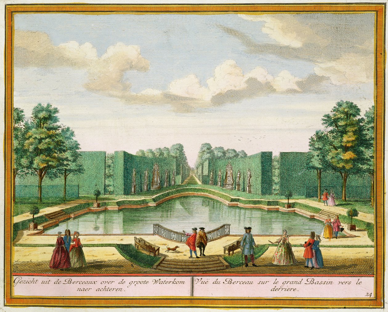 Vista desde el cenador sobre el gran lago, de Het Zeganplant Kennemerlant, por Hendrick de Leth y Matthias Brouerius Van Nidek, publicado c.1700-1730 de Dutch School