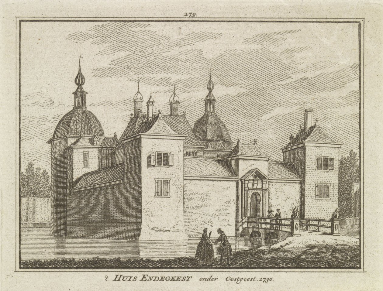 Vista del Castillo Endegeest, Oegstgeest, Países Bajos de Dutch School