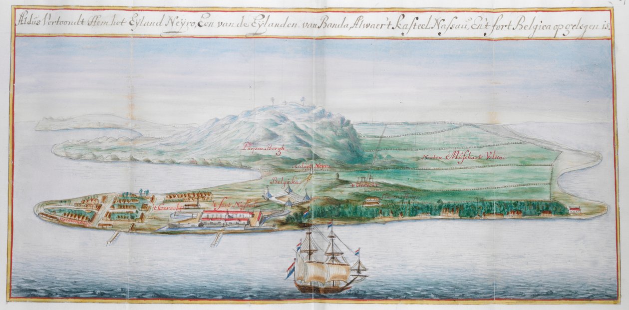Vista de una de las islas de Banda. de Dutch School
