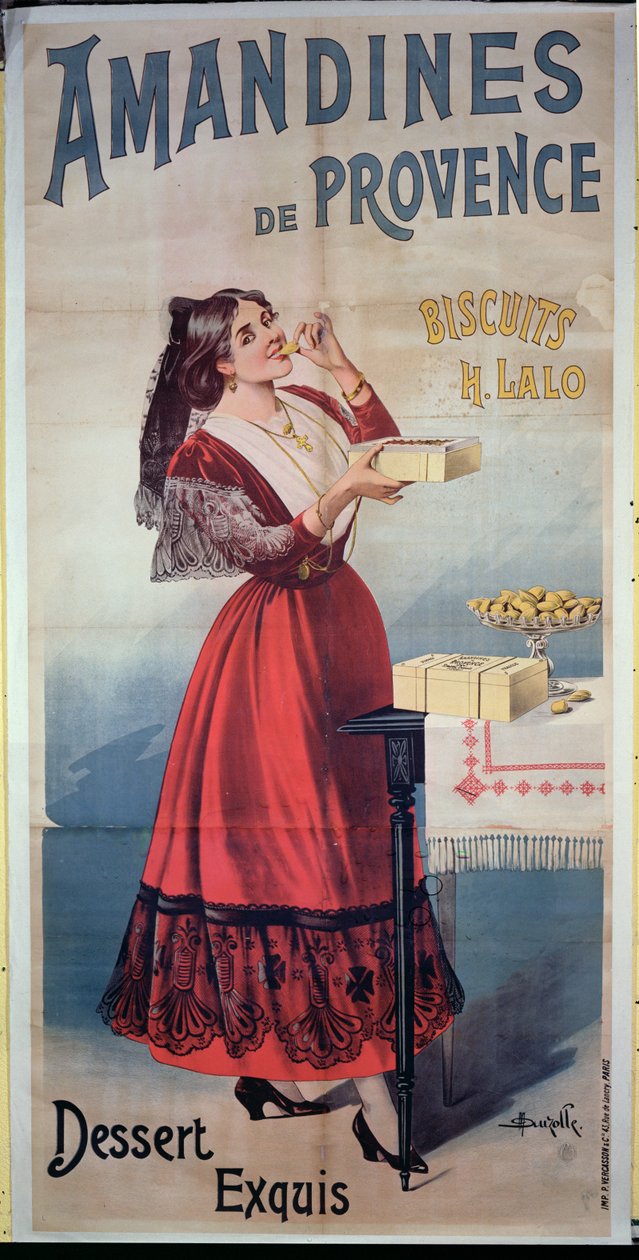 Póster publicitario de Amandines de Provence, galletas francesas de Duzolle