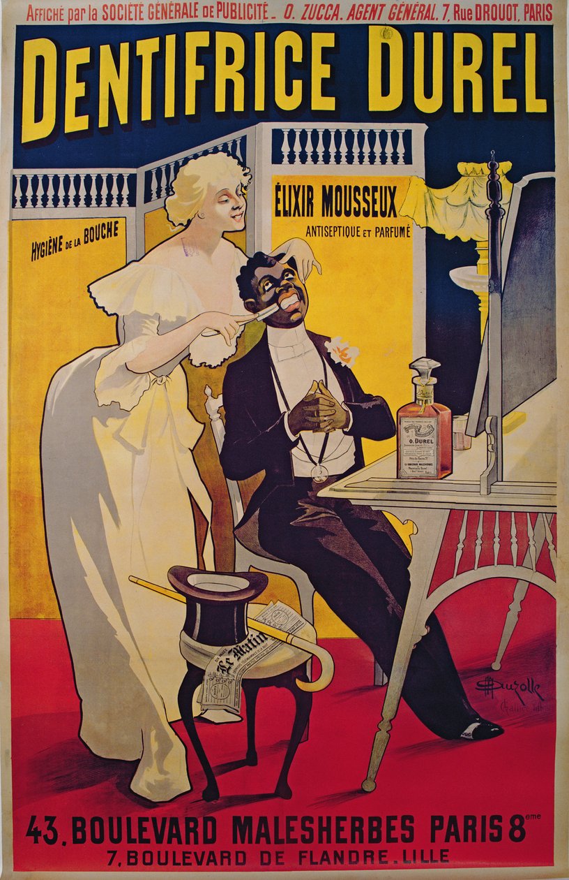 Póster publicitario de pasta de dientes Durel de Duzolle