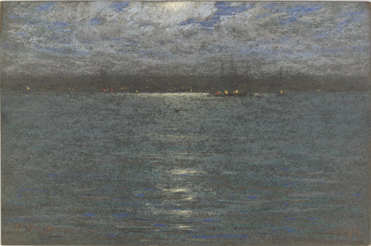 Noche: Un puerto, 1894 de Dwight William Tryon