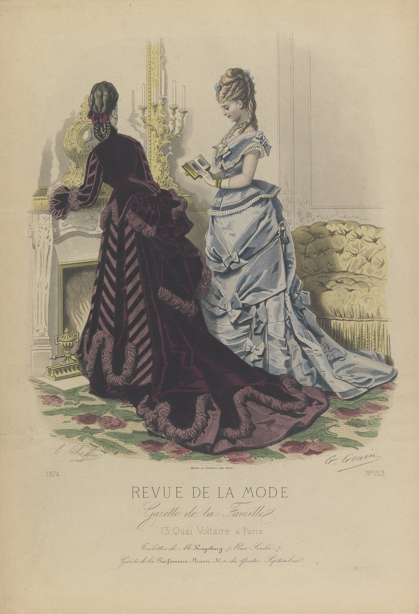 Placa No. 153 en Revisión de Moda en la Gaceta Familiar (Revue de la Mode, Gazette de la Famille) de E. Cheffer
