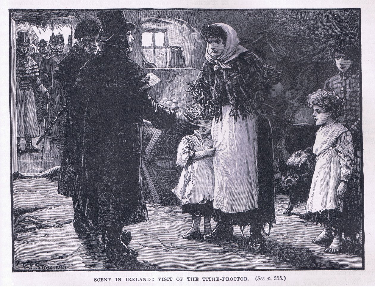 Escena en Irlanda: visita del recaudador de diezmos AD 1832 de E. F. Stanbury
