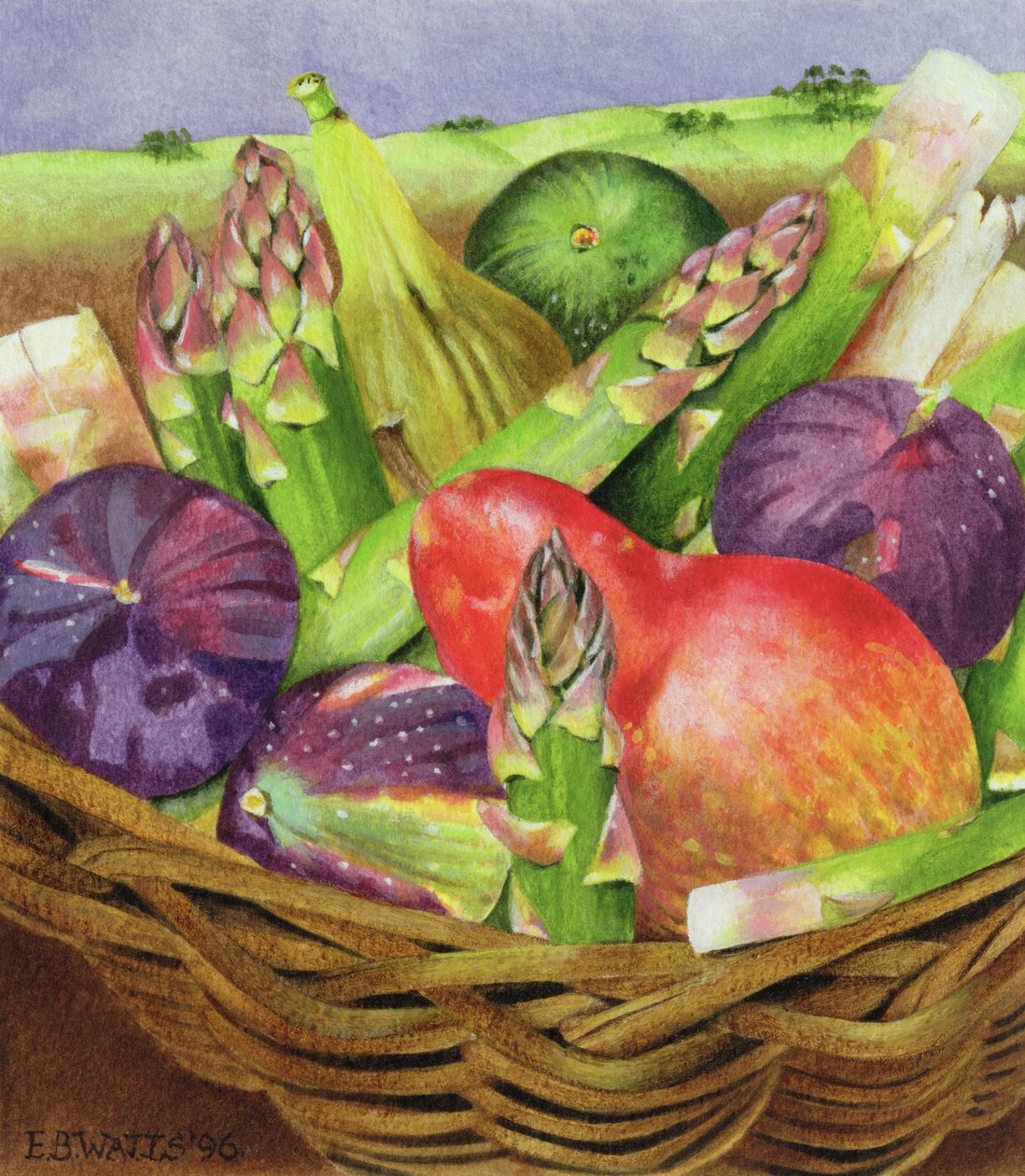 Pera roja con higos y espárragos, 1996 de E.B. Watts