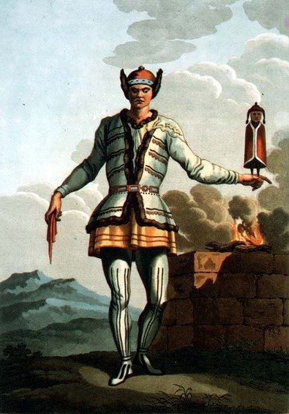 Un sacerdote de Yakutskaya, grabado por Gros de E. (after) Karnejeff