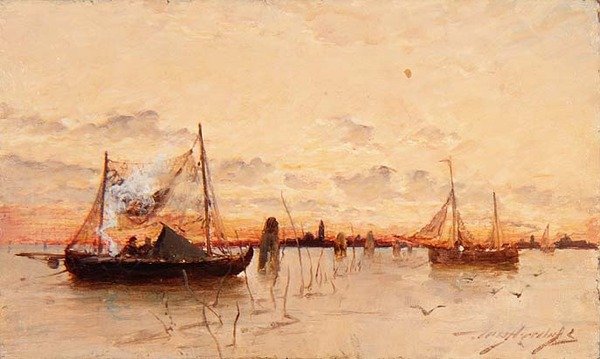 Atardecer en la laguna de E. Aubrey Hunt