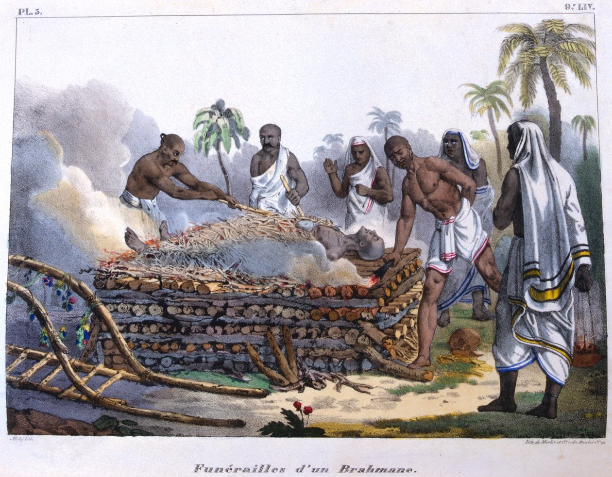Funeral brahmán, India, mediados del siglo XIX de E Beau